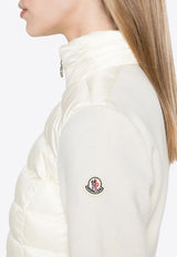 Moncler Padded Wool Zip-Up Cardigan Ecru K20939B00019M1122_034
