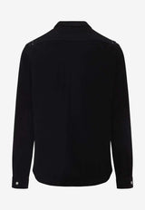 Rick Owens Long-Sleeved Suede Overshirt Black RU02E1744LCS_09