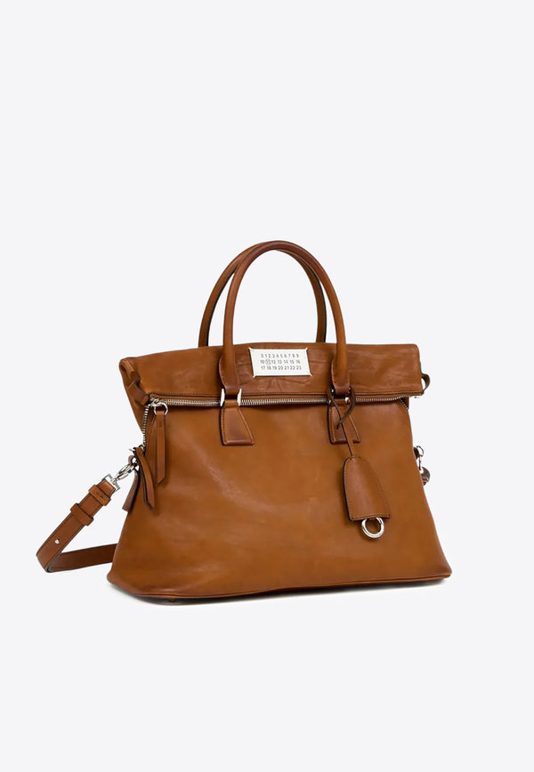 Maison Margiela Medium 5AC Loved to Death Leather Top Handle Bag  Cognac SB1WG0074P8565_T2287