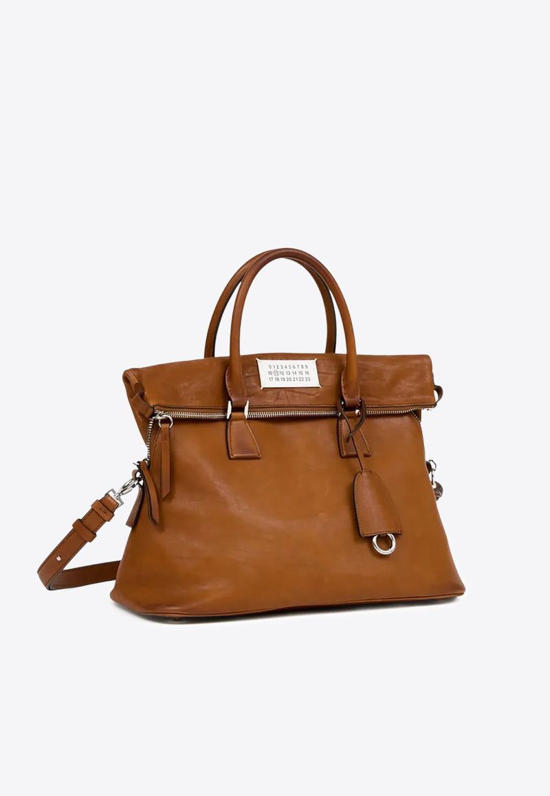 Maison Margiela Medium 5AC Loved to Death Leather Top Handle Bag  Cognac SB1WG0074P8565_T2287
