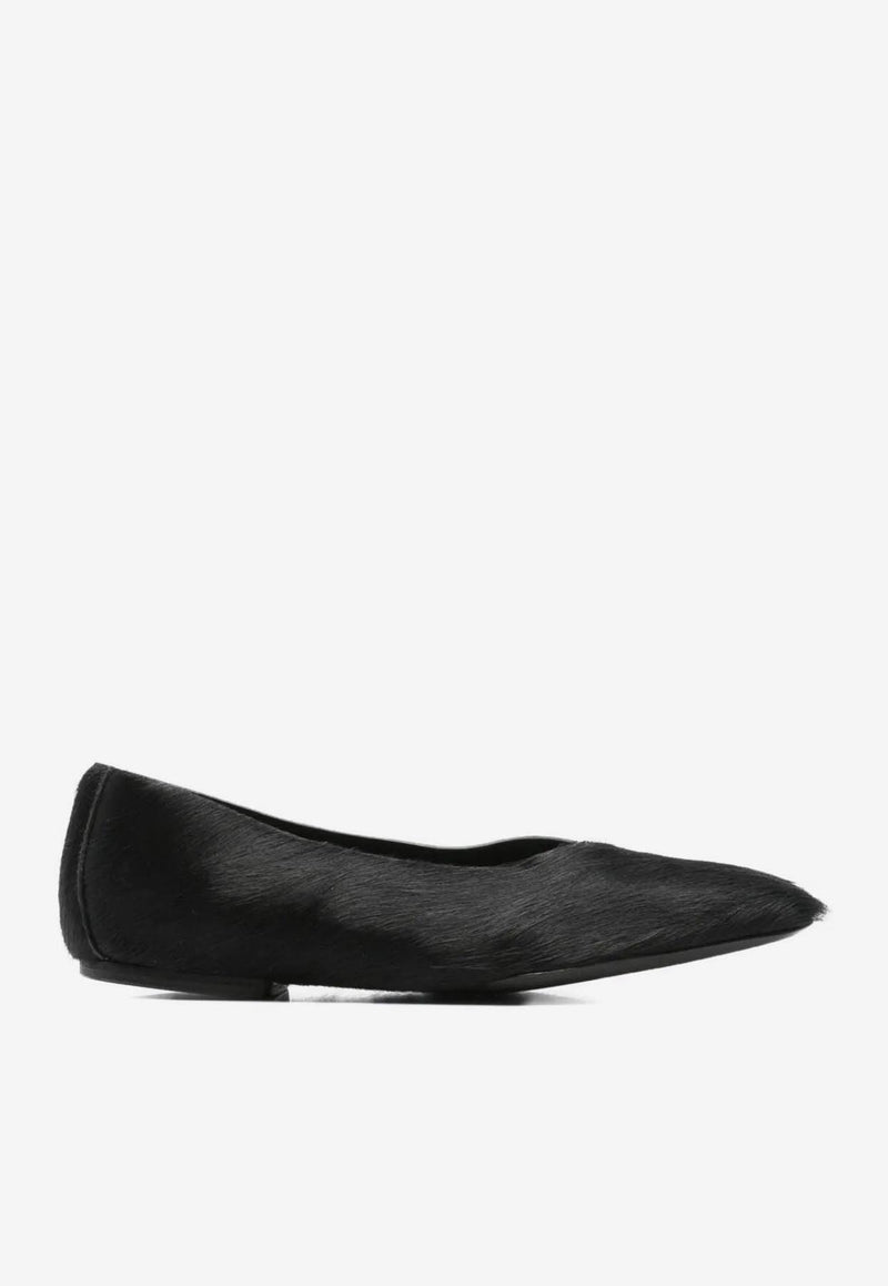 Rick Owens Calf Hair Square-Toe Flats Black RP02E4860LHL_09