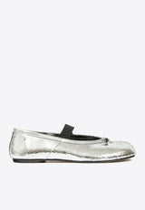 Maison Margiela Tabi Metallic Leather Ballet Flats Silver S39WZ0113P7456_H7730