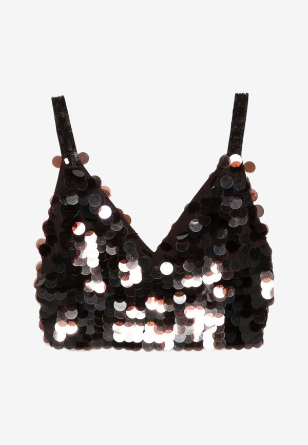 P.A.R.O.S.H Sequin Embellished Top Brown D311676GOO_086