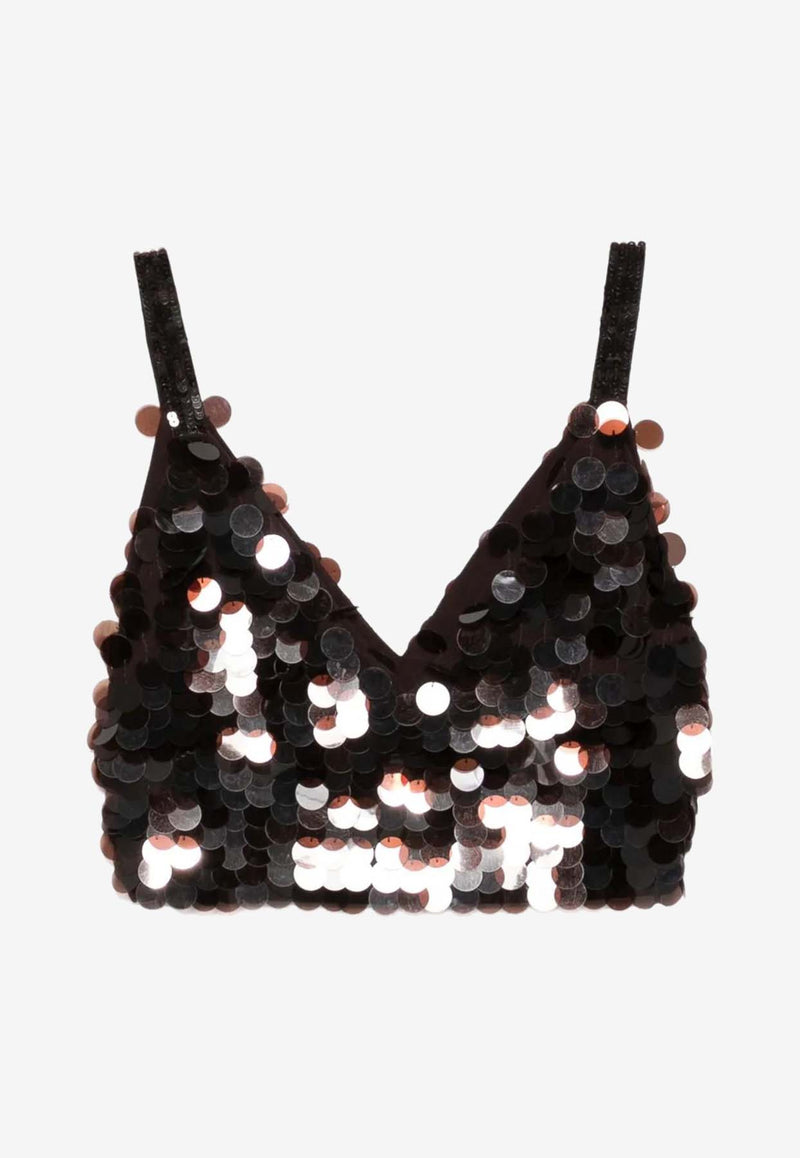 P.A.R.O.S.H Sequin Embellished Top Brown D311676GOO_086