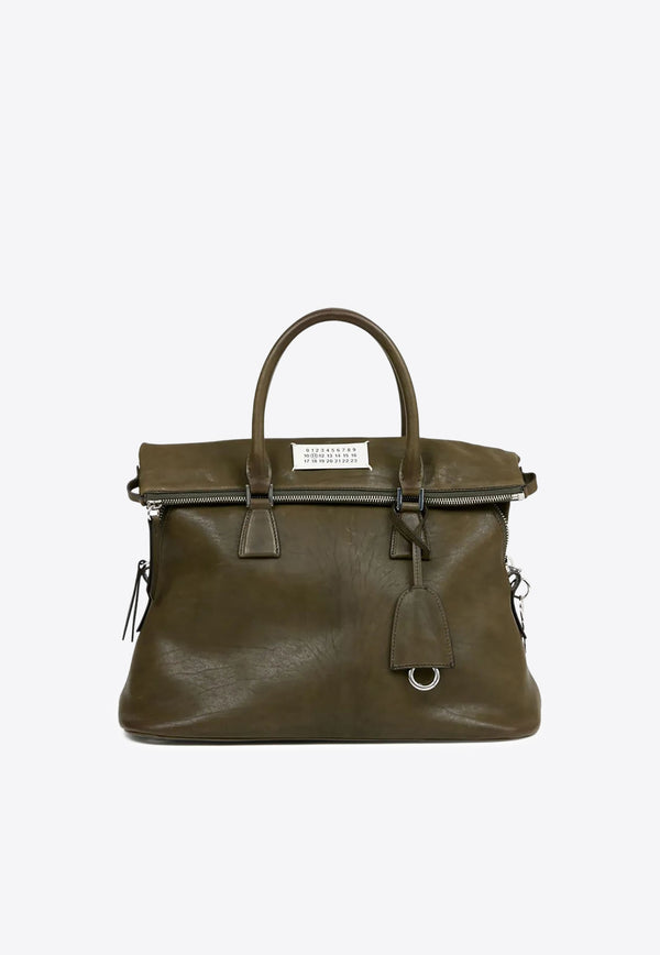 Maison Margiela Medium 5AC Loved to Death Leather Top Handle Bag  Khaki SB1WG0074P8565_T7225