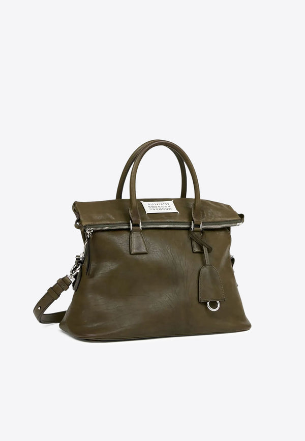 Maison Margiela Medium 5AC Loved to Death Leather Top Handle Bag  Khaki SB1WG0074P8565_T7225