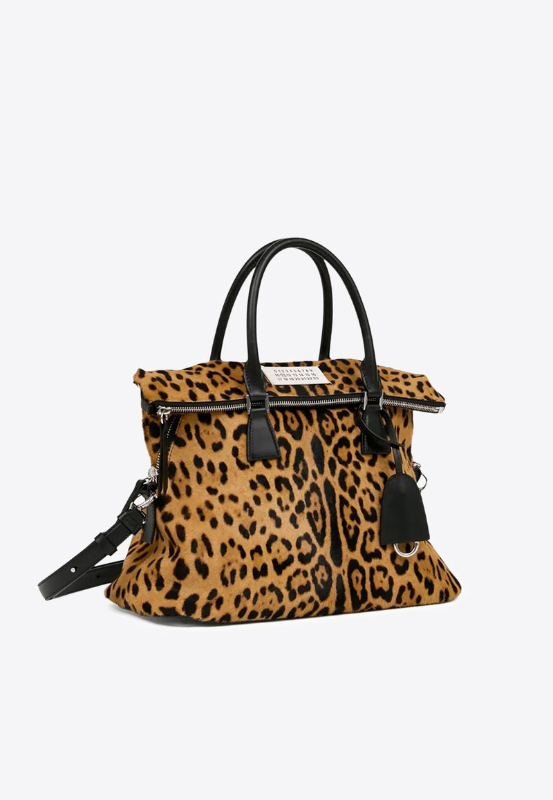 Maison Margiela Medium 5AC Leopard Print Top Handle Bag Brown SB1WG0074P8316_HA923