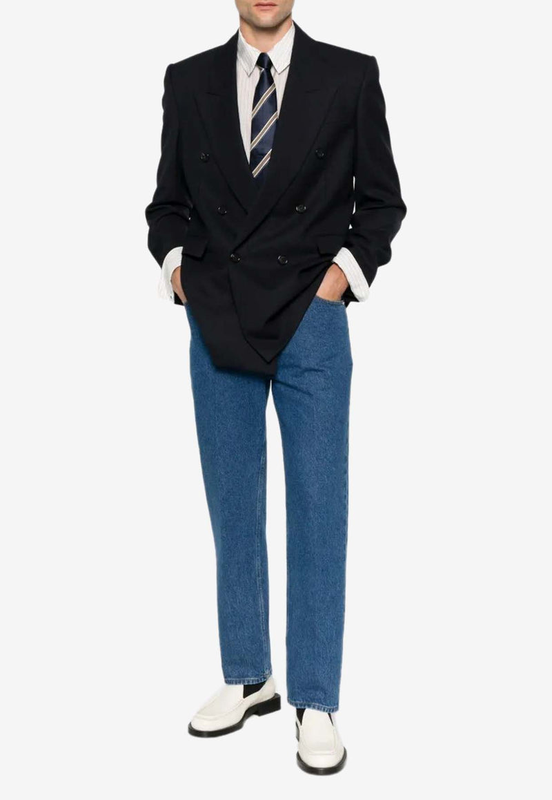 Saint Laurent Wool Double-Breasted Blazer Navy 835102Y5K32_4140