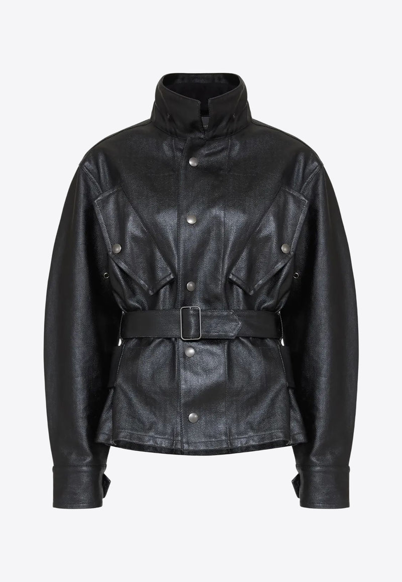 Maison Margiela Laminated Belted Jacket Black S51AM0504M35599_900