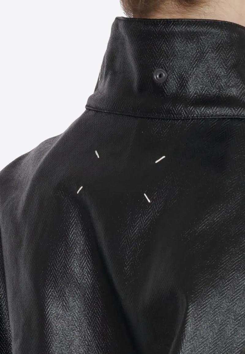Maison Margiela Laminated Belted Jacket Black S51AM0504M35599_900