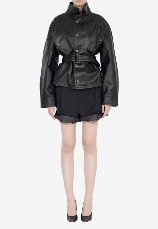 Maison Margiela Laminated Belted Jacket Black S51AM0504M35599_900
