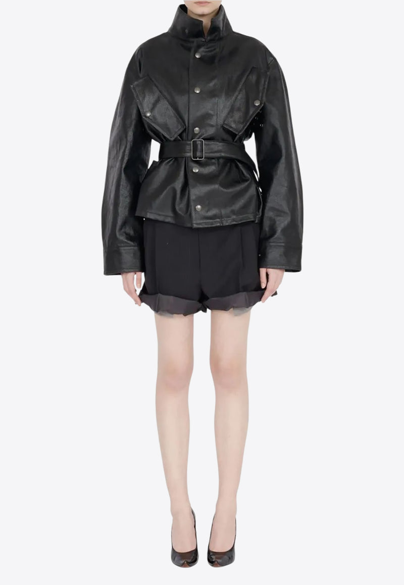 Maison Margiela Laminated Belted Jacket Black S51AM0504M35599_900