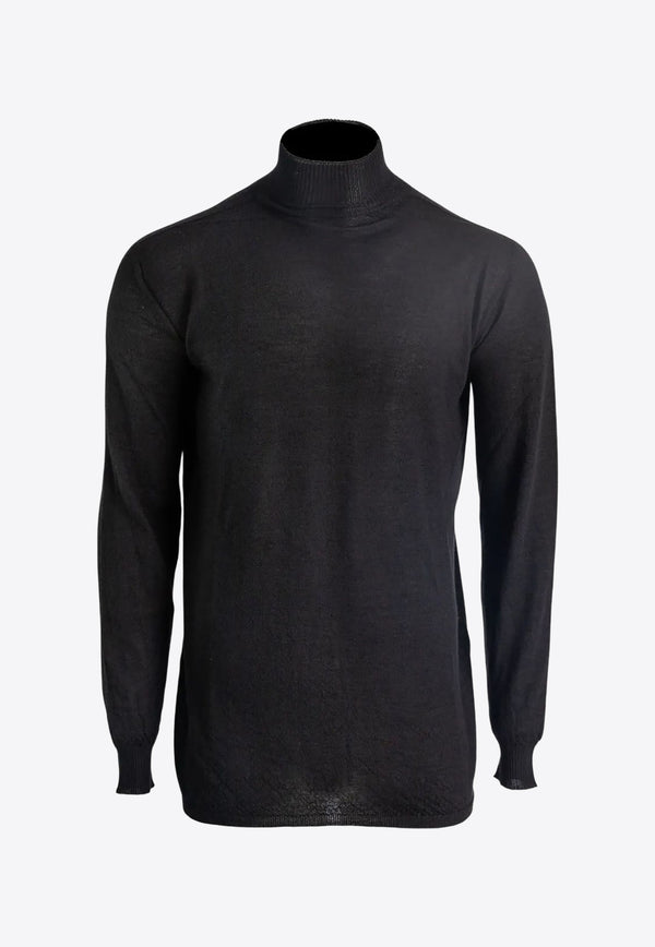 Rick Owens Turtleneck Wool Sweater Black RU02E1626M_09