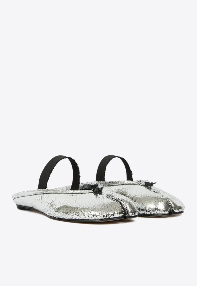 Maison Margiela Tabi Metallic Leather Flat Mules Silver S39WZ0112P7456_H7730