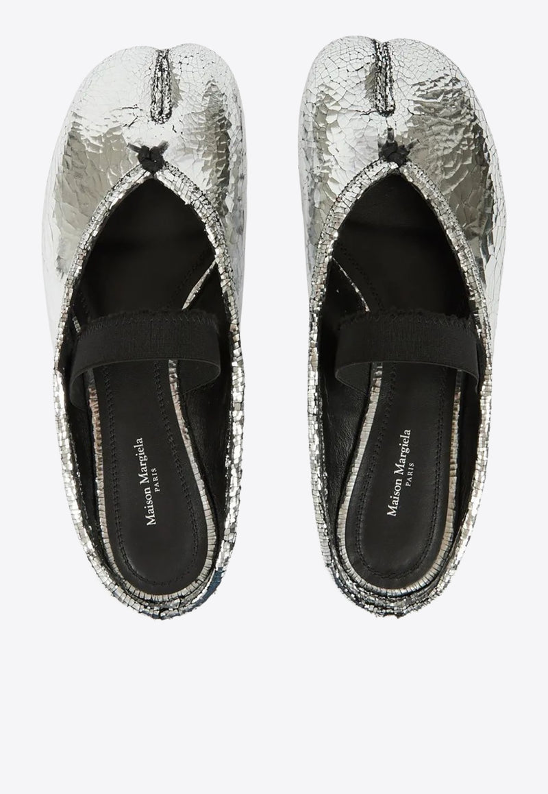 Maison Margiela Tabi Metallic Leather Flat Mules Silver S39WZ0112P7456_H7730
