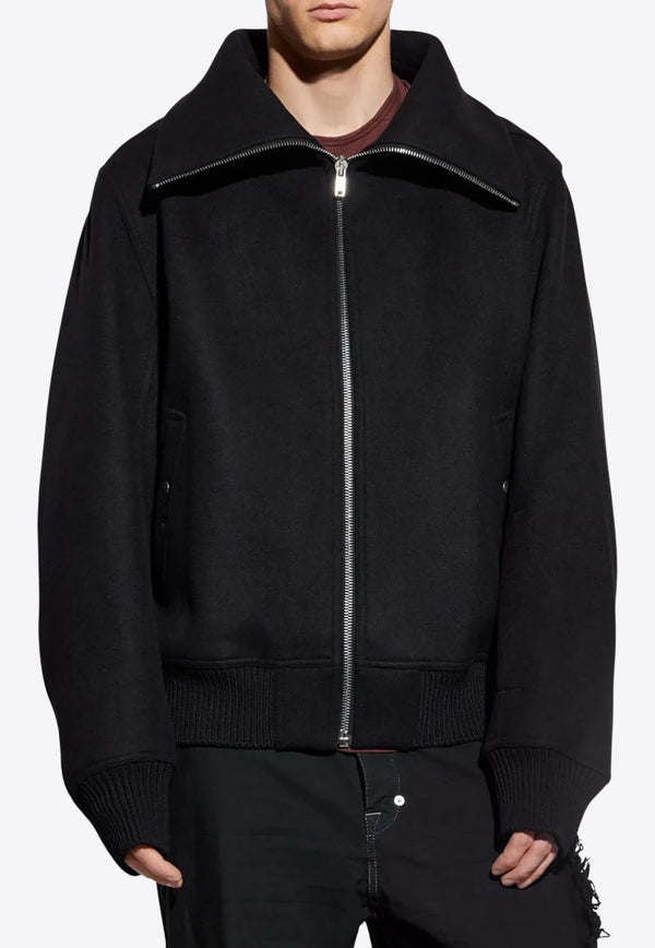 Rick Owens Blixa Dracucollar Zip-Up Wool Jacket Black RR02E1710WSF_09