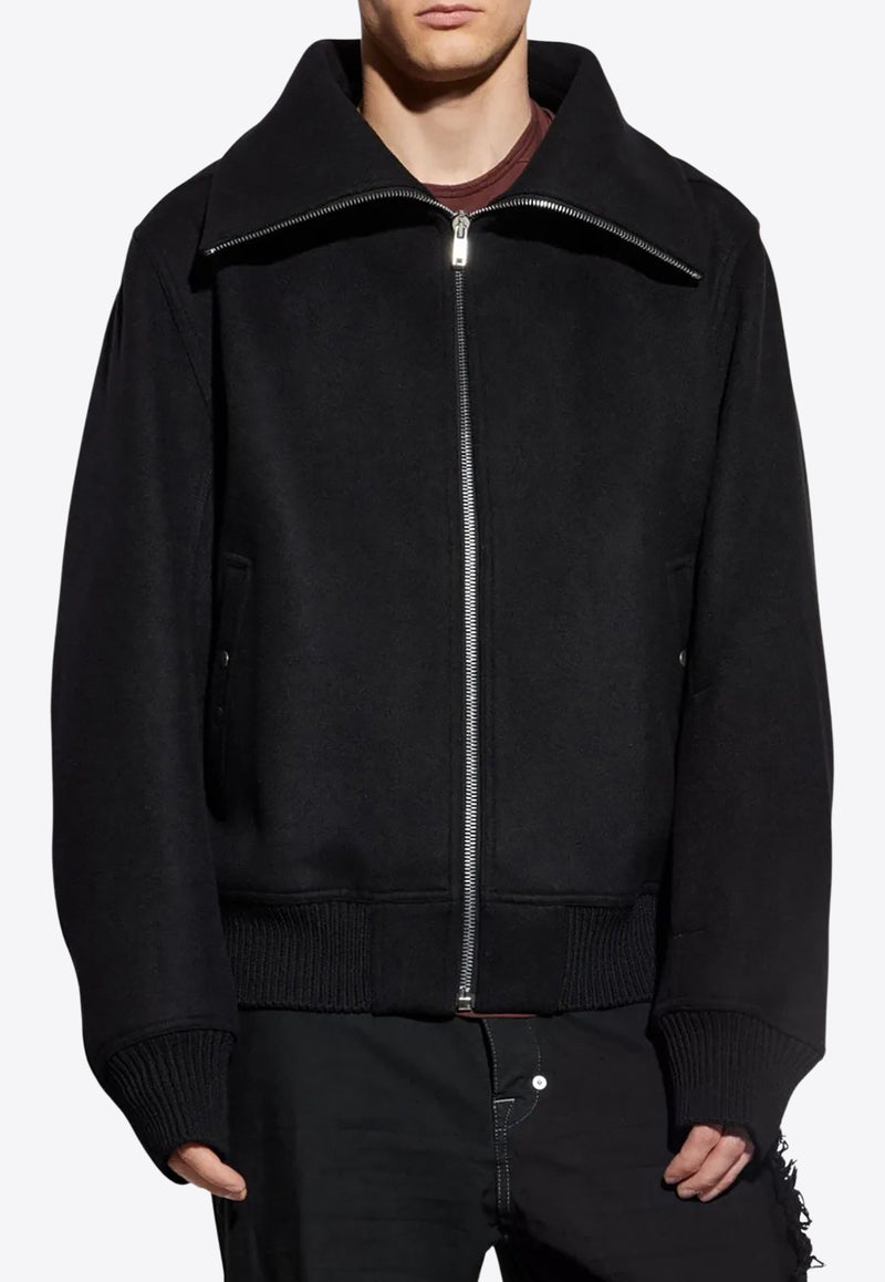 Rick Owens Blixa Dracucollar Zip-Up Wool Jacket Black RR02E1710WSF_09
