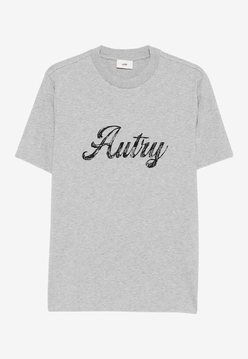 Autry Script Logo Print T-shirt Gray TSPMI5CD_D