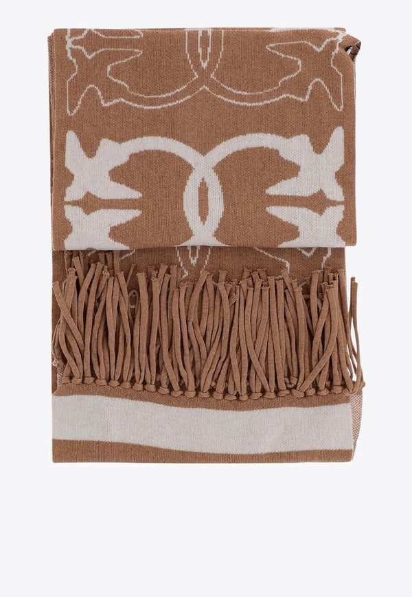 PINKO Love Birds Fringed Scarf Beige 105992A2YO_MZ2
