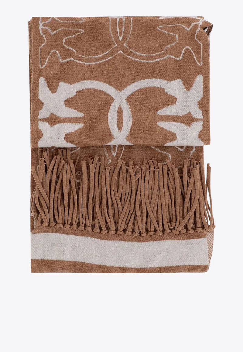 PINKO Love Birds Fringed Scarf Beige 105992A2YO_MZ2