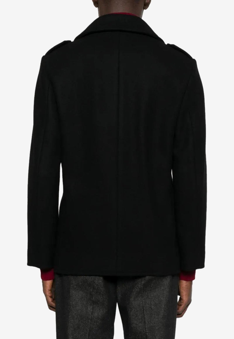 Saint Laurent Double-Breasted Wool Coat Black 760649Y060W_1000