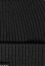 PINKO Logo Label Ribbed Beanie Black 105993A2Z4_Z99