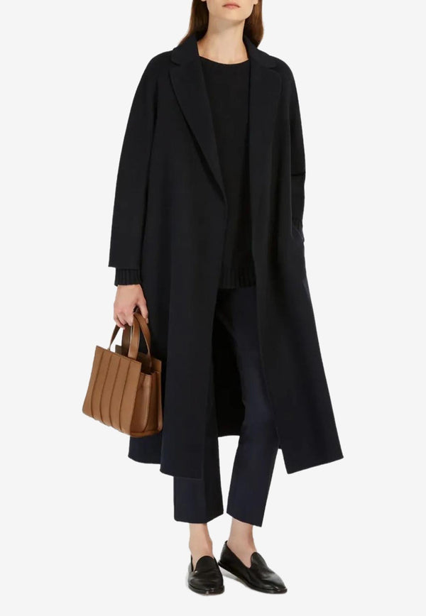 S Max Mara Esturia Belted Wool Long Coat Navy 2529016081600ESTURIA_012