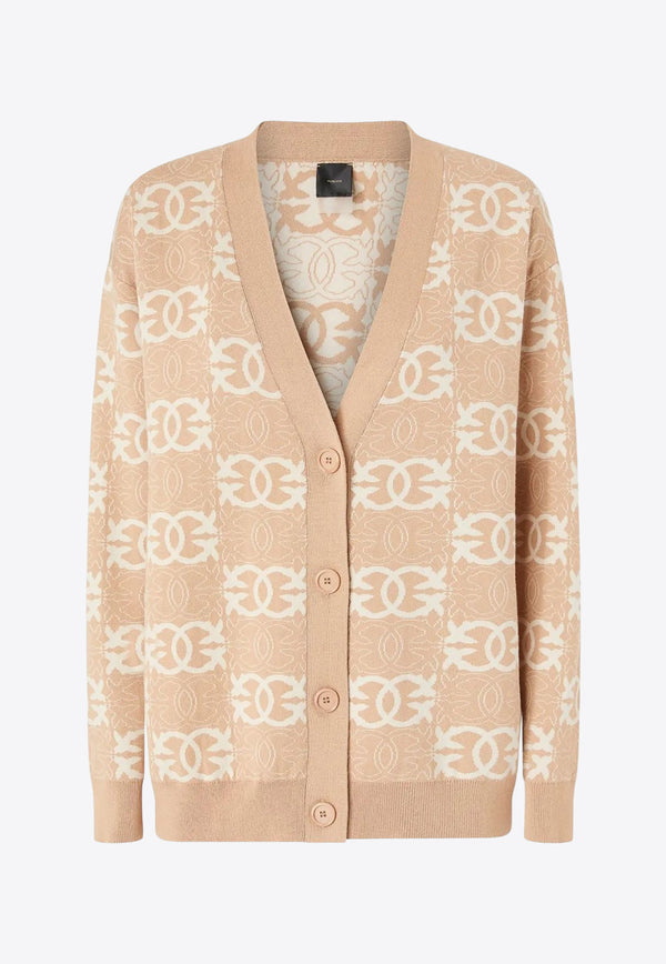 PINKO Love Birds Intarsia Knit Cardigan Beige 106042A2YD_C4Z
