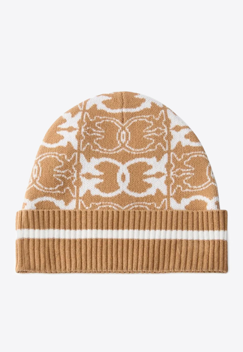 PINKO Jacquard Logo Beanie Beige 105991A2YO_MZ2