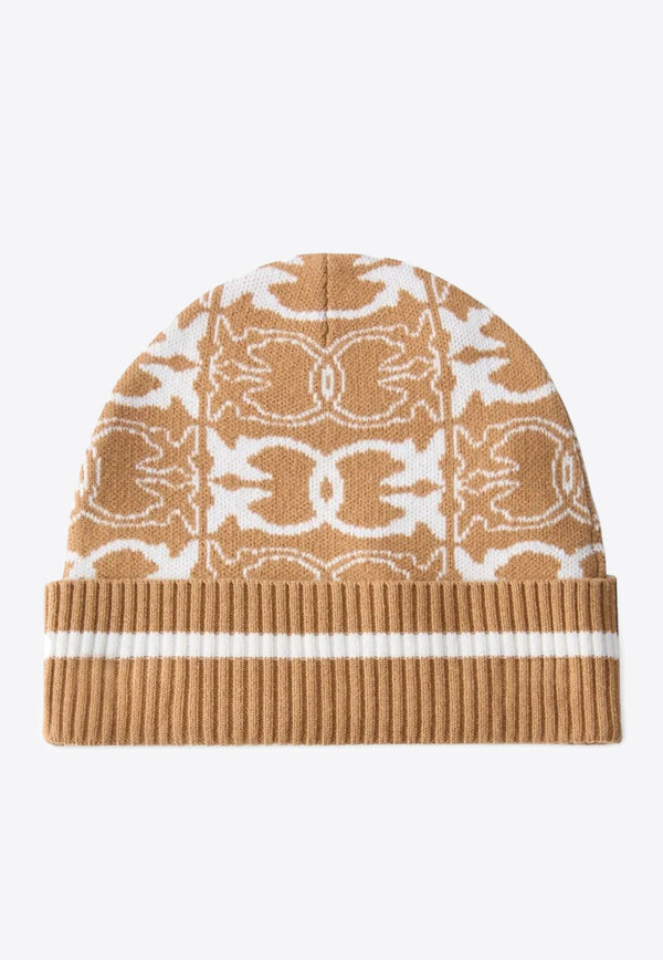 PINKO Jacquard Logo Beanie Beige 105991A2YO_MZ2