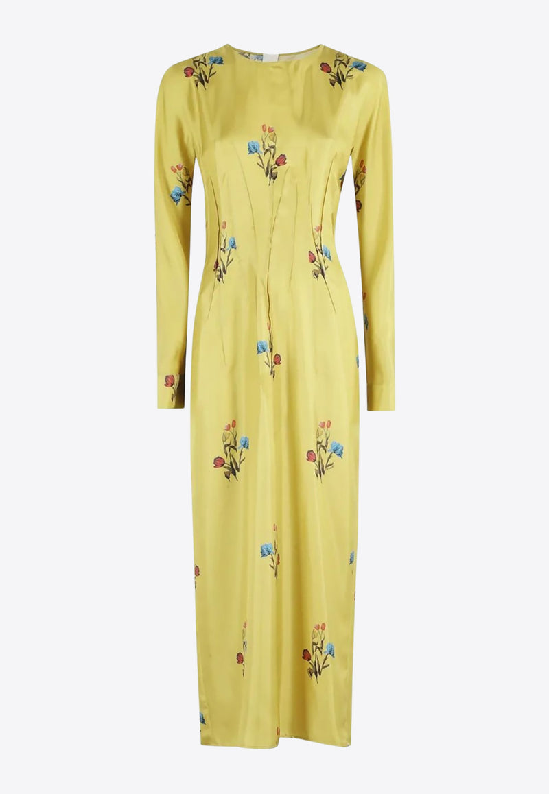 Marni Floral Print Midi Dress Yellow ABMA1444A0UTSG37_TUV42