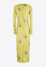 Marni Floral Print Midi Dress Yellow ABMA1444A0UTSG37_TUV42