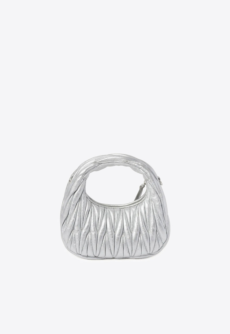 Miu Miu Mini Wander Matelassé Leather Top Handle Bag Silver 5BP078VOOOAN88_F0118
