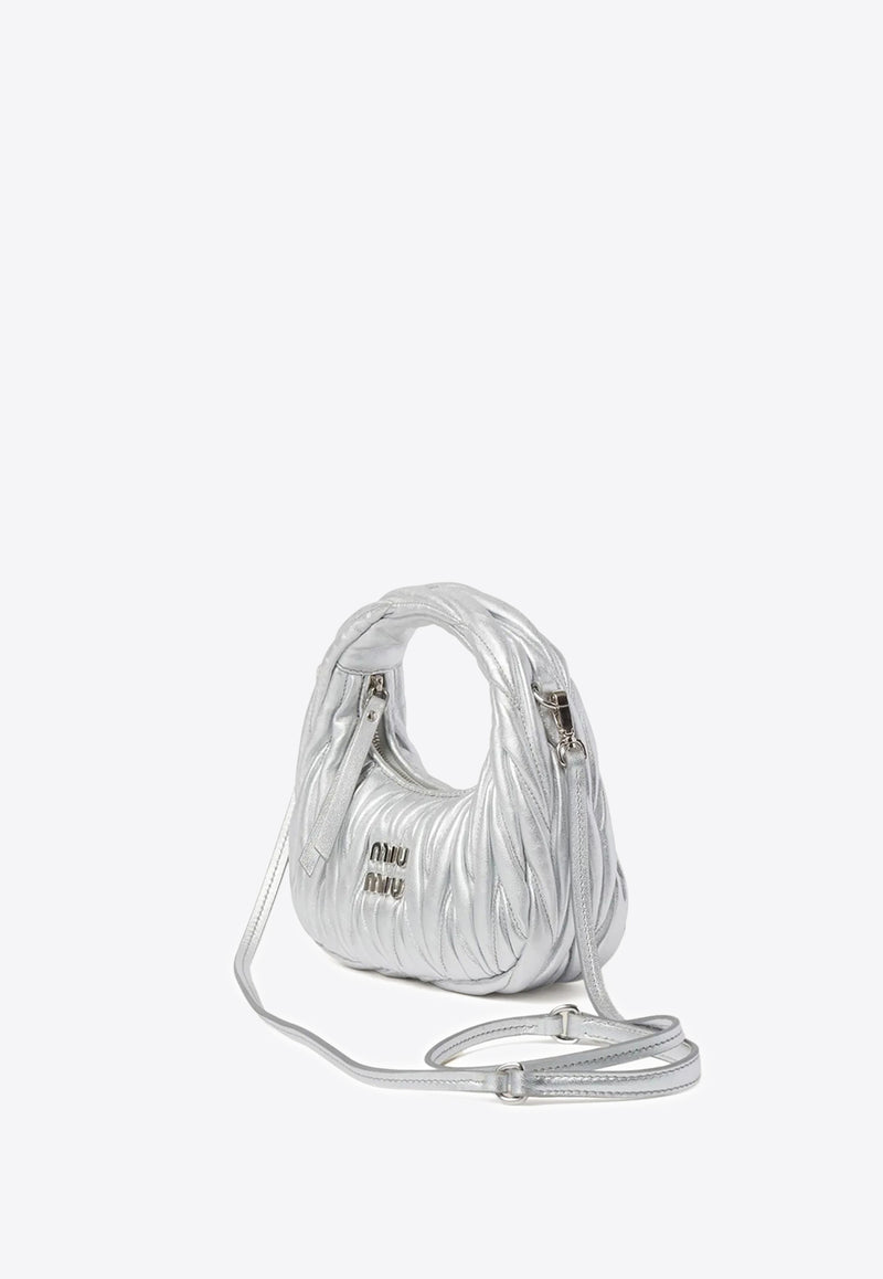 Miu Miu Mini Wander Matelassé Leather Top Handle Bag Silver 5BP078VOOOAN88_F0118