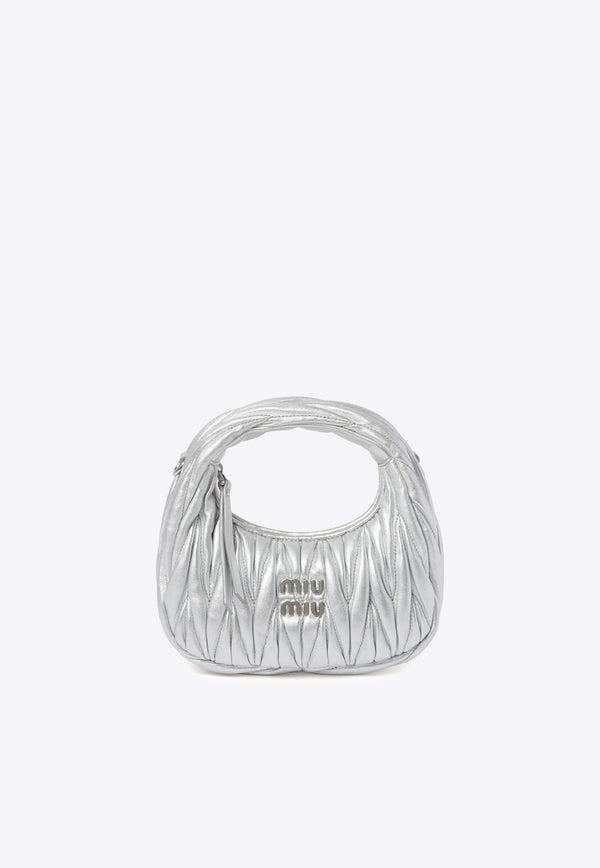 Miu Miu Mini Wander Matelassé Leather Top Handle Bag Silver 5BP078VOOOAN88_F0118