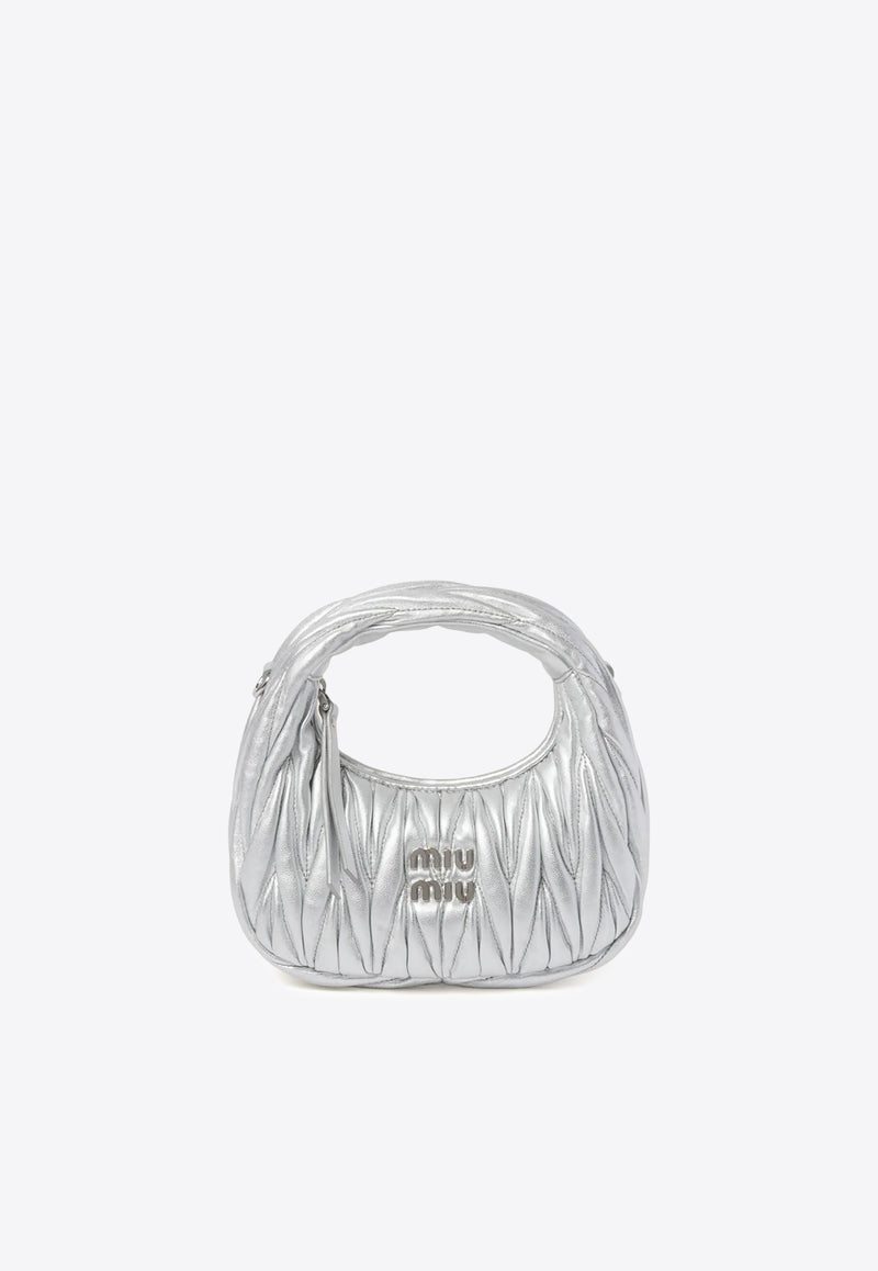Miu Miu Mini Wander Matelassé Leather Top Handle Bag Silver 5BP078VOOOAN88_F0118