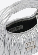 Miu Miu Mini Wander Matelassé Leather Top Handle Bag Silver 5BP078VOOOAN88_F0118