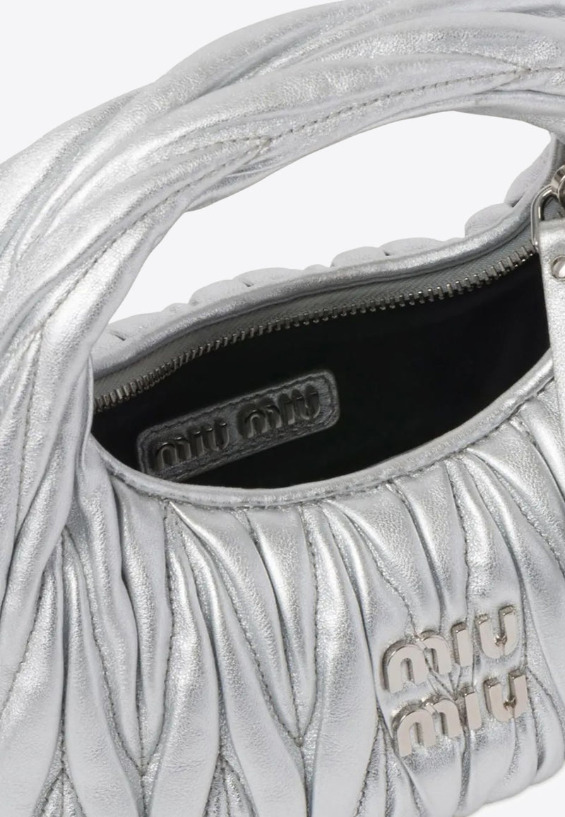Miu Miu Mini Wander Matelassé Leather Top Handle Bag Silver 5BP078VOOOAN88_F0118