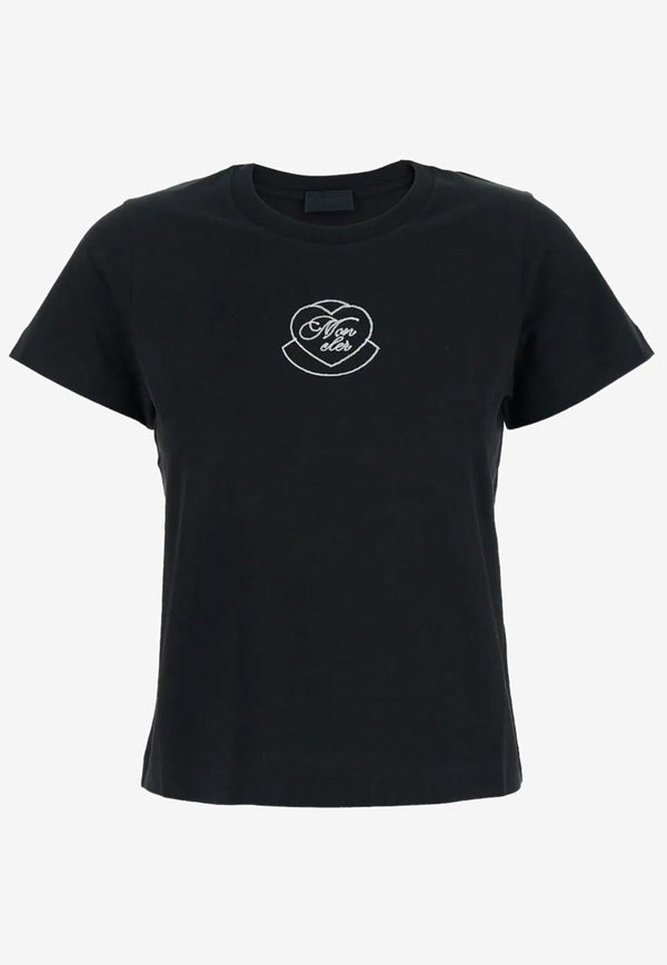 Moncler Embroidered Heart Logo T-shirt Charcoal K20938C0000989AJS_998