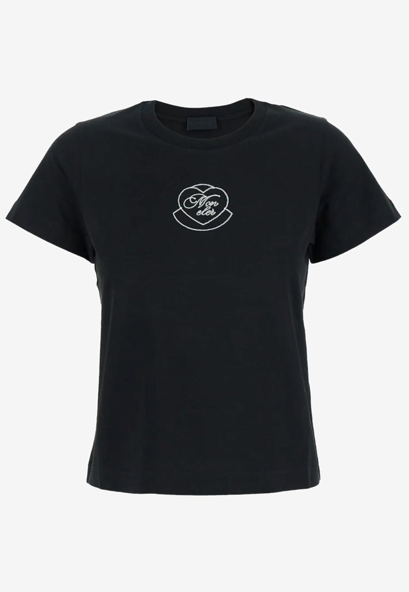 Moncler Embroidered Heart Logo T-shirt Charcoal K20938C0000989AJS_998
