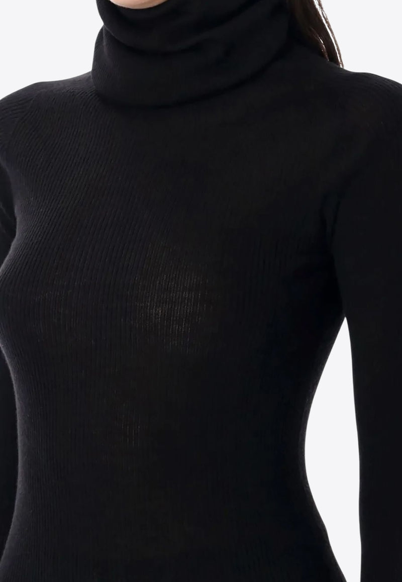 Rick Owens Ribbed Turtleneck Top Black RP02E4614RIBM_09
