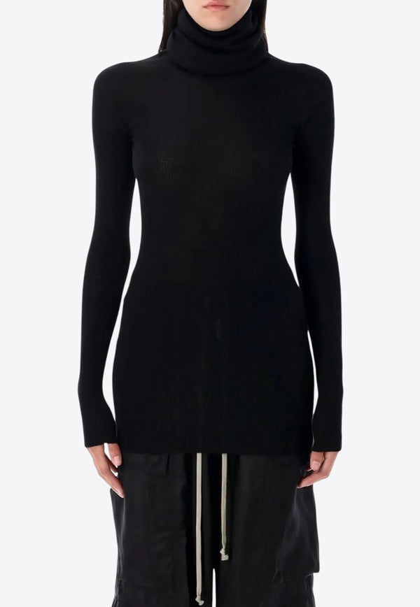 Rick Owens Ribbed Turtleneck Top Black RP02E4614RIBM_09