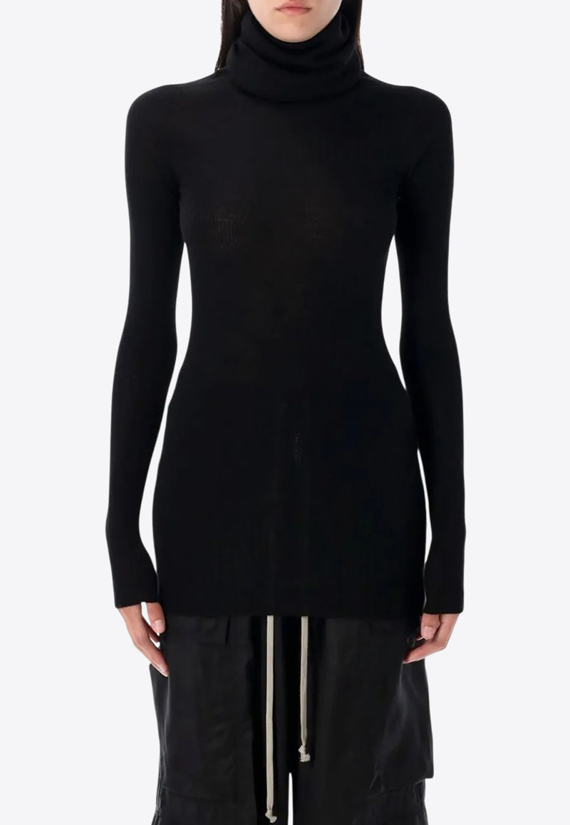 Rick Owens Ribbed Turtleneck Top Black RP02E4614RIBM_09