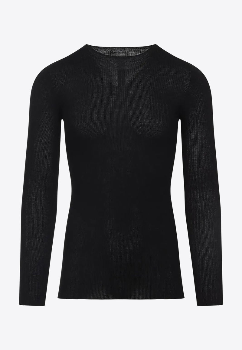 Rick Owens Ribbed Wool Sweater Black RU02E1637RIBM_09