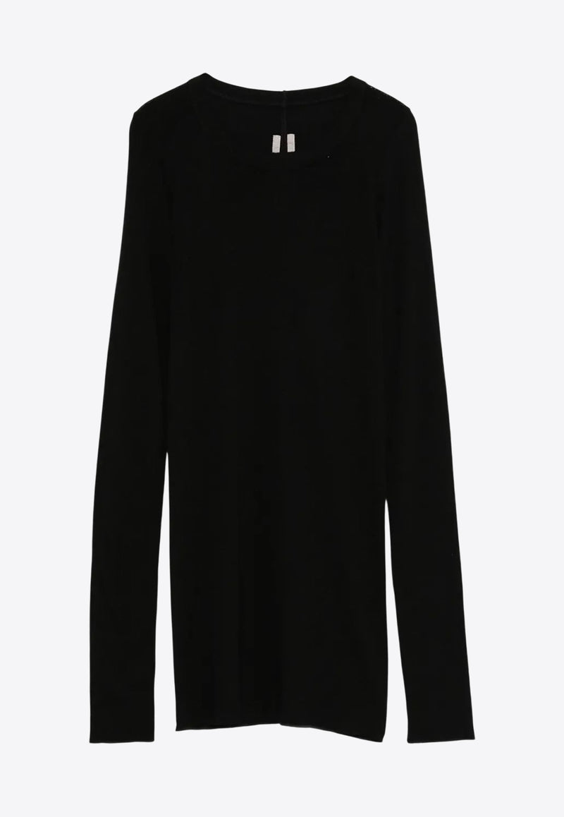 Rick Owens Long-Sleeved Wool T-shirt Black RU02E1250RJR_09