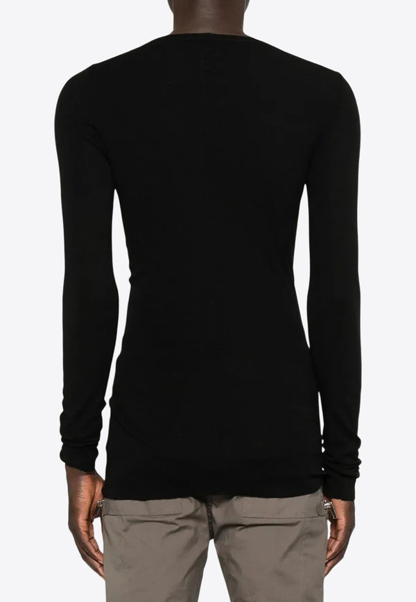 Rick Owens Long-Sleeved Wool T-shirt Black RU02E1250RJR_09
