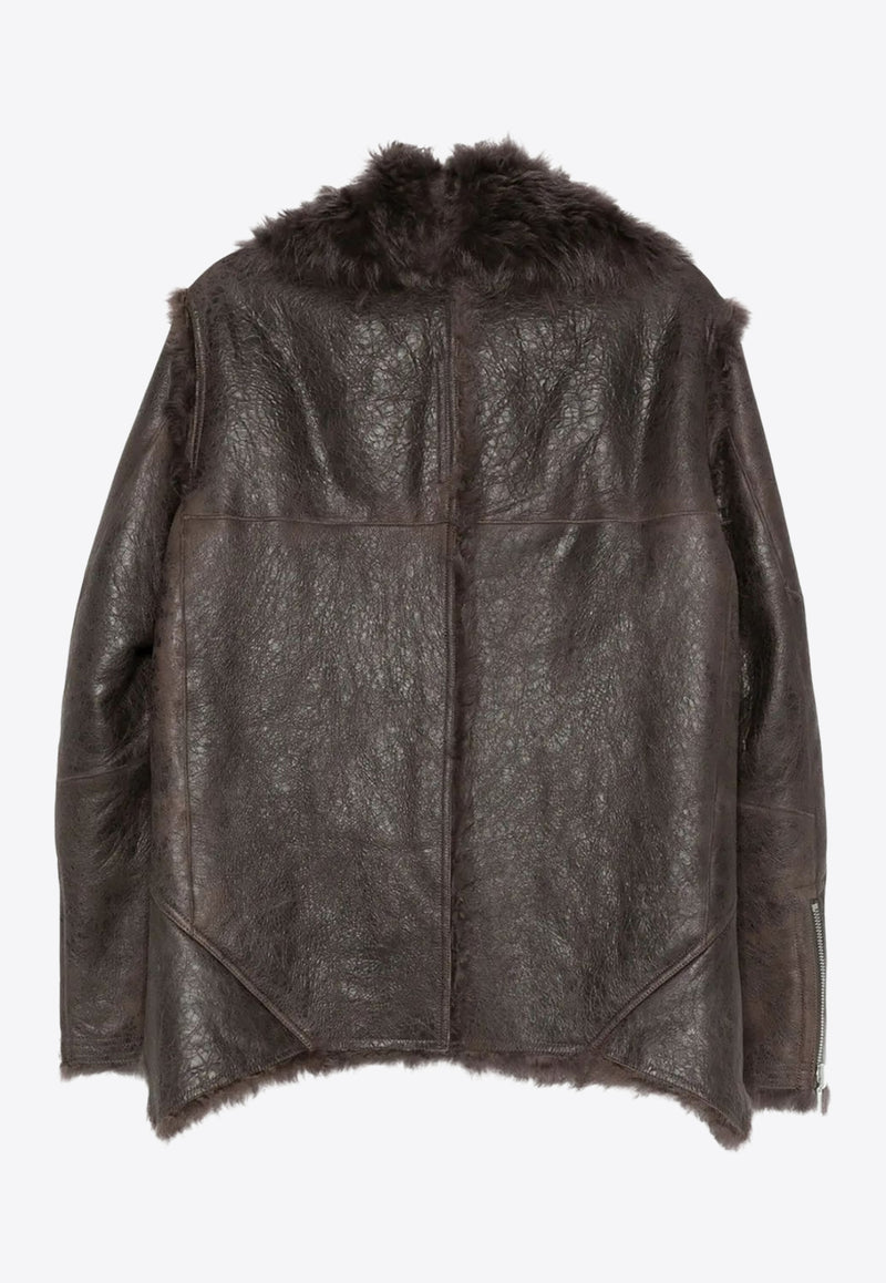 Rick Owens Shearling Zip-Up Exploder Jacket Brown RP02E4722LSHTR_78