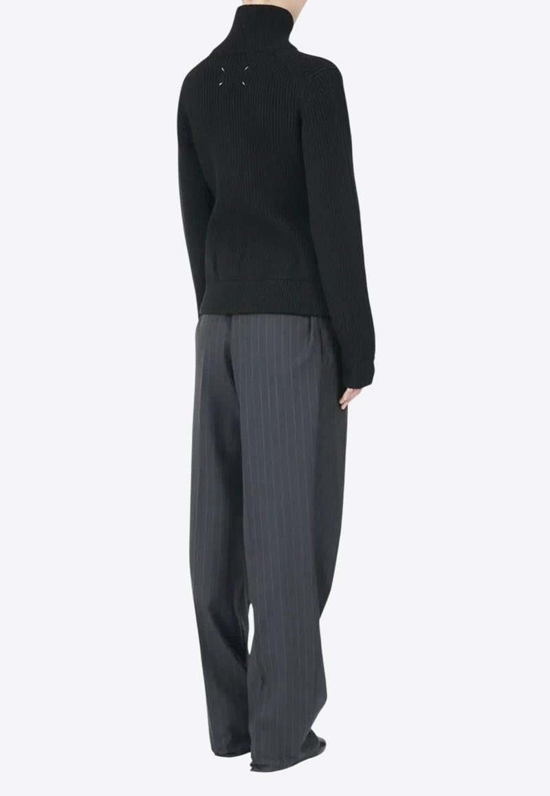 Maison Margiela Funnel Neck Zip-Up Cardigan Black S29HP0039M13181_900