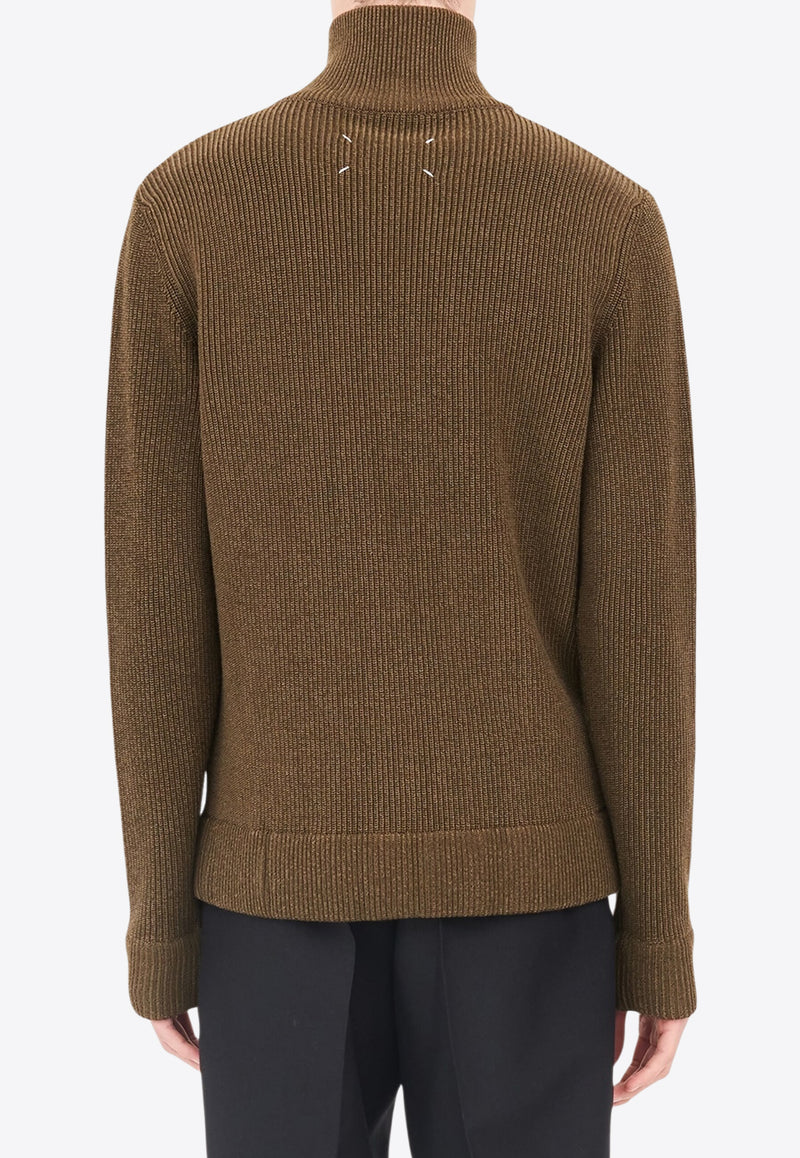 Maison Margiela High-Neck Zip-Up Cardigan Olive SI1HA0013S17781_728F