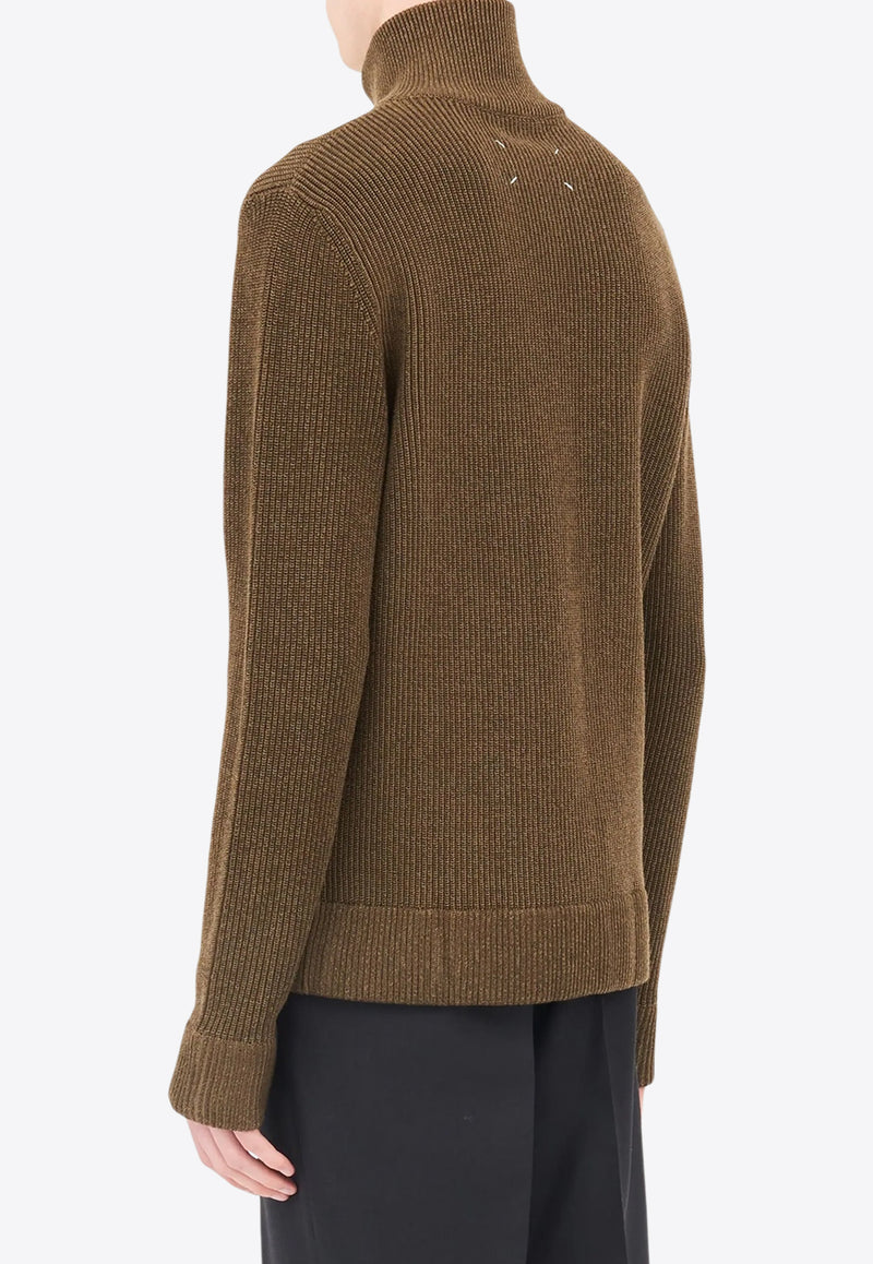 Maison Margiela High-Neck Zip-Up Cardigan Olive SI1HA0013S17781_728F